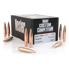 Nosler Custom Competition 6.5mm .264 Diameter 100 Gr Hollow Point Boat-Tail Rifle Bullet, 100/Box - 53427