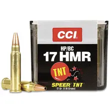 CCI TNT .17 HMR 17 Grain Jacketed Hollow Point Ammunition, 50 Rounds - 0053