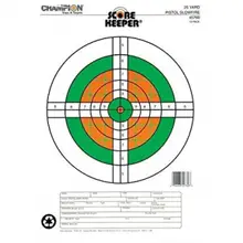 Champion Scorekeeper Fluorescent Orange/Green Bullseye 25 Yard Slowfire Pistol Target - 12 Pack