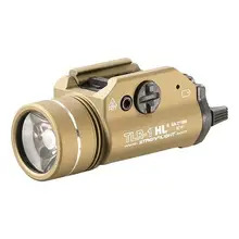 Streamlight TLR-1 HL Tactical Weapon Mounted Light, 1000 Lumens, White LED, 2x CR123A Lithium Batteries, Picatinny Mount, Aluminum Body, Flat Dark Earth - 69266
