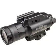 SureFire X400UH MasterFire Rapid Deploy Weapon Light with Red Laser, 1000 Lumens, 5mW Output, Universal/Picatinny Rails Mount, Aluminum Body, 2x CR123A Lithium Batteries, Ambidextrous Switch, Black