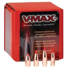 Hornady 6mm .243 Diameter 75gr V-MAX Polymer Tip Boat Tail Bullets, 100 Per Box - 22420