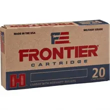 Frontier .223 Remington 55gr Full Metal Jacket (FMJ) Ammo - 20 per Box, Hornady FR100