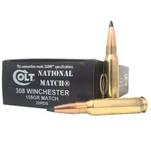 Colt DoubleTap .308 Win Competition Ammo, 155Gr Sierra Tipped MatchKing Projectile, 20/50 Pack