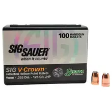Sierra V-Crown 9mm .355" 125gr JHP Bullets 100ct