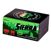 Sierra Outdoor Master 380 ACP 90gr Jacket Hollow Point Sports Master Ammunition, 20 Rounds
