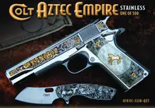 Colt 1911 Aztec Empire Quetzalcoatl Stainless 38 Super 5" 9 Round Pistol