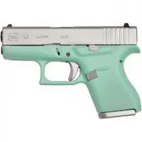 Glock 43 9MM 3.39-Inch 6RDS Pistol in Robin's Egg Blue/Aluminum Finish
