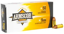 ARMSCOR 50041 PRECISION COMPETITION 9MM LUGER 124 GR FULL METAL JACKET (FMJ) 50 PER BOX/ 20 CS