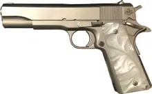 Rock Island Armory M1911-A1 GI Standard FS Nickel .45 ACP 5" Barrel 8+1 Rounds with Mother of Pearl Grips - CA Compliant (RIA 56418)