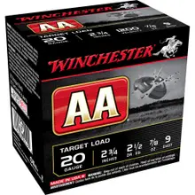 WINCHESTER AA TARGET 20 GAUGE SHOTSHELL 250 ROUNDS 2 3/4" #9 LEAD 7/8 OUNCE SHOT 1200FPS