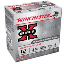 WINCHESTER SUPER X HEAVY GAME 12 GAUGE SHOTSHELL 250 ROUNDS 2 3/4" #4 LEAD 1 1/8 OUNCE