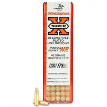 WINCHESTER SUPER-X .22LR AMMUNITION 40 GRAIN COPPER PLATED HOLOW POINT 1280 FPS