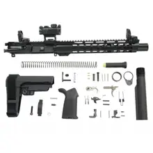 PSA 10.5" Carbine-Length 5.56 NATO 1/7 Nitride 12" Slant M-Lok MOE EPT SBA3 Pistol Kit with MBUS Sight Set & Romeo MSR