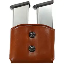 GALCO DMC26 Tan Leather Double Mag Carrier for 1911, P220 Single Stack 45 with 1.50-1.75" Belt Loop Compatibility