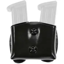 GALCO Gunleather CDM26B Cop Double Magazine Case, Black Leather, Compatible with 1911 .45 ACP Single Stack & SIG P220 Carry, Ambidextrous Hand, Fits Belts 1.50-1.75" Wide