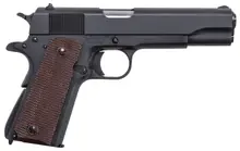 Auto-Ordnance Thompson 1911A1 GI Spec 9mm Luger, 5" Barrel, Matte Black Carbon Steel Frame, Checkered Brown Polymer Grip