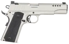 Auto-Ordnance 1911-A1 .45 ACP 5" Barrel 7-Rounds Semi-Automatic Pistol with Night Sights, Savage Silver Cerakote Stainless Steel Frame/Slide, Black Rubber Grip - 1911TCAC6N