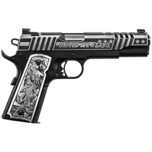 Auto-Ordnance 1911-A1 United We Stand .45 ACP Semi-Automatic Pistol, 5" Barrel, 7 Rounds, Truglo Night Sights, Black Armor Cerakote Stainless Steel Frame, Engraved Aluminum Grip