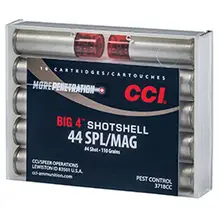 CCI .44 SPECIAL/.44 MAGNUM AMMUNITION 10 ROUNDS SHOTSHELL #4 LEAD SHOT