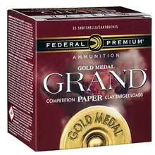 FEDERAL GOLD MEDAL GRAND PAPER 12 GAUGE AMMUNITION 25 ROUNDS 2-3/4" #8 SIZE 1-1/8OZ LEAD SHOT 1235FPS