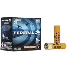 Federal Speed-Shok 20 Gauge 3" #2 Steel 7/8 oz Waterfowl Ammunition, 25 Per Box