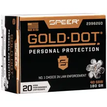 SPEER GOLD DOT PERSONAL PROTECTION .40 S&W AMMUNITION 20 ROUNDS 180 GRAIN GDHP 1025FPS