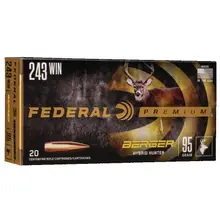 Federal Premium .243 Winchester 95 Grain Berger Hybrid Hunter Rifle Ammunition, 20 Rounds