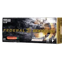 Federal Premium .223 Rem 55 Gr Trophy Copper Lead-Free Rifle Ammunition, 20 Rounds