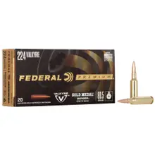 Federal Gold Medal Premium .224 Valkyrie 80.5 Gr Berger Open Tip Match Ammunition, 20 Rounds