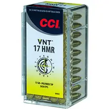 CCI VNT 17 HMR 17 Grain Polymer Tipped Ammunition, 125 Round Box, 2650FPS, #923CC