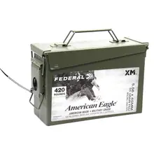 FEDERAL AMERICAN EAGLE 5.56X45 (5.56 NATO) AMMO 55 GRAIN M193 FMJ 420 ROUNDS IN AMMO CAN XM193BK420AC1X