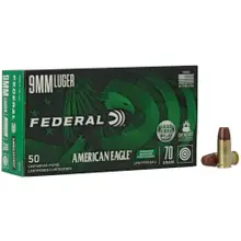 Federal American Eagle 9mm Luger 70gr Lead-Free Training Ammo, 50 Rounds - AE9LF1