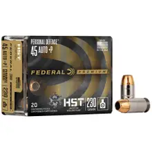 Federal Premium .45 ACP +P 230gr HST JHP Personal Defense Ammo, 20/Box