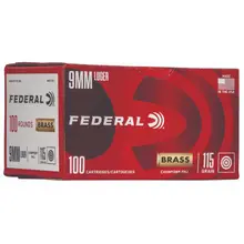 Federal American Eagle 9mm Luger 124 Gr Full Metal Jacket Ammo - 100 Rounds Box
