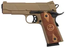 Iver Johnson Arms 1911 Hawk Commander 70 Series 45 ACP Single 4.25" 8+1 Walnut Grip Coyote Tan Steel Slide