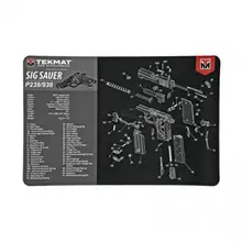 TEKMAT SIG P238 Black/Gray Rubber 17"x11" Pistol Mat with Parts Diagram Illustration and Microfiber Tektowel