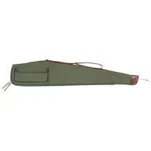 Bob Allen 14536 Green Canvas 40" Rifle Case with Quilted Flannel Lining and Leather Sling