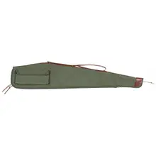 Bob Allen BA4100 Green Canvas 44" Rifle Case with Quilted Flannel Lining and Leather Sling - 14537