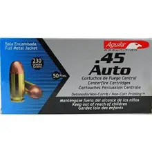 Aguila .45 ACP 230 Grain Full Metal Jacket (FMJ) Ammunition - 50 Rounds per Box
