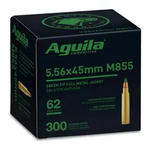 Aguila 5.56x45 NATO M855 Green Tip 62 Grain FMJ Ammunition, 300 Rounds - 1E556125