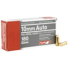 Aguila 10mm Auto 180 Grain FMJ Brass Cased Ammunition - 50 Rounds, 1E102110