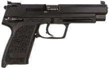 Heckler & Koch USP Expert V1 9mm Luger Pistol with 5.20" Barrel, 10+1 Capacity, Black Finish, Interchangeable Backstrap Grip, Serrated Trigger Guard Frame and Steel Slide - Includes 2 Mags (709080A5)