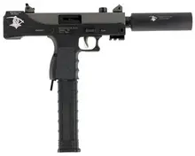 Masterpiece Arms Defender Grim Reaper 9mm Semi-Automatic Pistol with 5.5" Threaded Barrel, 30+1 Rounds, Top Cocking, Black Cerakote Finish - MPA30TGR