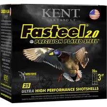 Kent Fasteel 2.0 20 Gauge 3" #3 Zinc-Plated Steel Waterfowl Shotshells, 25 Box/10 Case