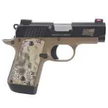Kimber Micro 9 Hero Special Edition 9mm, Kryptek Highlander, 3.15" Engraved Barrel, Desert Tan, 7rd Pistol