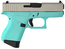 Glock G43 Subcompact 9mm Luger 3.39" 6+1 Robin Egg Blue Polymer Grip with Gray Slide