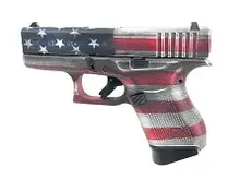 Glock 43 Subcompact 9mm Luger 3.39in American Flag Cerakote Pistol - 6+1 Rounds, Polymer Grip, Fixed Sights