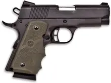 Citadel M-1911 Officer .45 ACP Black Pistol with Green Hogue Overmolded Grips - 3.5in, 7+1 Rounds