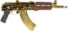 Zastava Arms USA ZPAP92 7.62x39mm 10" 30-Round 24K Gold Plated AK Pistol with Serbian Red Wood Grips